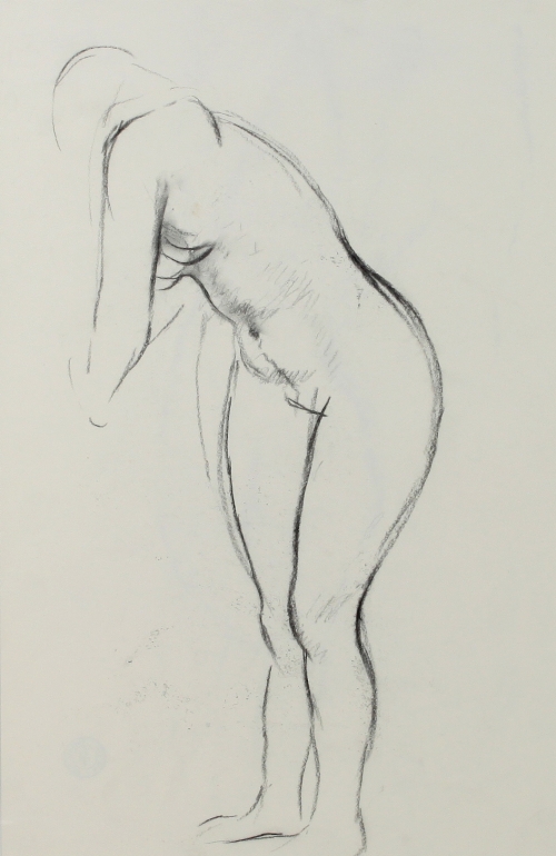 Barbara Dorf (1933-2016)/Standing Female Nude/black crayon,