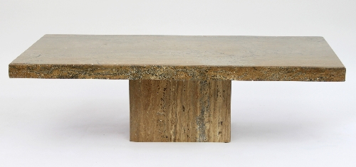 A 20th Century Travertine walnut stone console table with rectangular top and block base, - Image 3 of 4