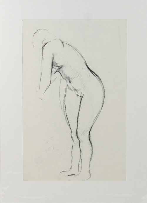 Barbara Dorf (1933-2016)/Standing Female Nude/black crayon, - Bild 2 aus 2