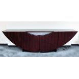 An Italian Reflex Spa Gondola Buffet Sideboard, lacquered ebony, 275cm x 84cm,