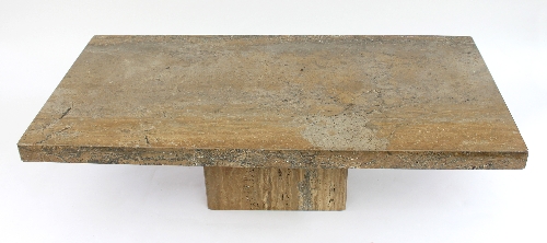 A 20th Century Travertine walnut stone console table with rectangular top and block base, - Image 4 of 4