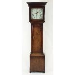 An early 19th Century thirty-hour oak longcase clock with square painted dial,