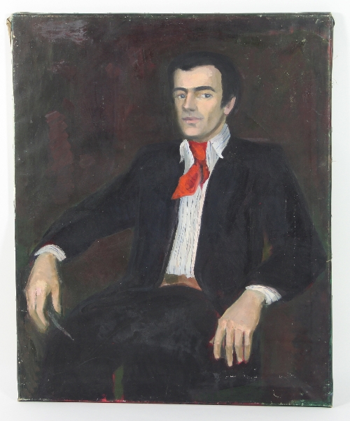 Barbara Dorf (1933-2016)/Portrait of a Man/with red neck tie/oil on canvas, 81.