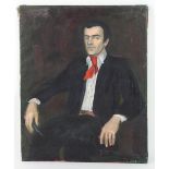 Barbara Dorf (1933-2016)/Portrait of a Man/with red neck tie/oil on canvas, 81.