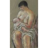 Barbara Dorf (1933-2016)/Mother and Child/coloured crayon, 47cm x 27.