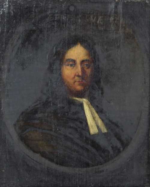 Late 17th Century English School/Bust Portrait of a Gentleman/wearing a white stock and brown