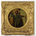 19th Century Italian School/Two Men Leaning on a Pillar, One in Armour/tondo, oil on canvas,