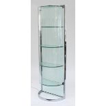 A set of 20th Century chrome framed glass shelves of half round form with chrome frame,