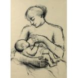 Barbara Dorf (1933-2016)/Mother and Baby/black crayon,