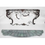 A wrought iron console table,