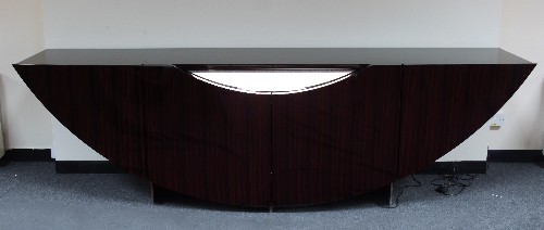 An Italian Reflex Spa Gondola Buffet Sideboard, lacquered ebony, 275cm x 84cm, - Image 2 of 2