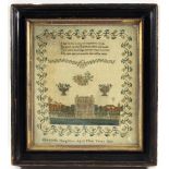 A George IV needlework sampler worked by Elizabeth Houghton aged Nine Years and dated 1825,