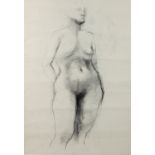 Barbara Dorf (1933-2016)/Standing Female Nude/black crayon,