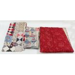 Two old log cabin design patchwork quilts,