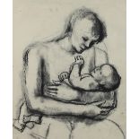 Barbara Dorf (1933-2016)/Mother and Child/black crayon, 64.