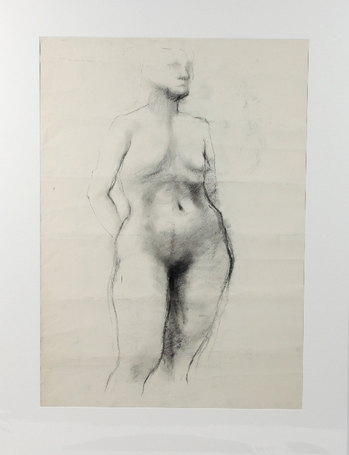 Barbara Dorf (1933-2016)/Standing Female Nude/black crayon, - Bild 2 aus 2