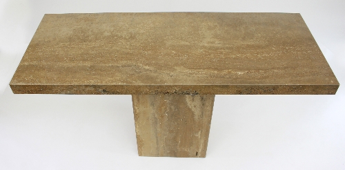 A 20th Century Travertine walnut stone console table with rectangular top and block base, - Image 2 of 4
