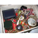 Various costume jewellery etc (contents of jewellery box).