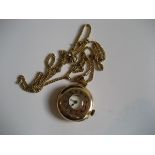 A ladies 19ct gold fob watch on associated yellow metal chain, 25g all in.