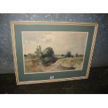 An early 20th watercolour depicting a rural scene, 50cm by 34cm.