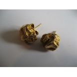 A pair of 15ct gold earrings, stamped 585, 3.7g.