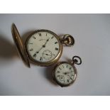 A 20th century Waltham gold plated pocket watch together with a 20th century ladies continental