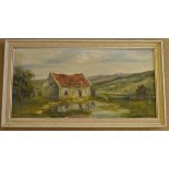 Country cottage scene, 68cm x 37cm