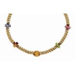 COLLIER SAPHIRS DE COULEUR, AMÉTHYSTES, PÉRIDOTS ET CITRINES, PAR BULGARI Formé d'une chaîne