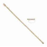 ALLIANCE DIAMANTS ET BRACELET DIAMANTS L'alliance entièrement sertie de diamants ronds, taille 57,