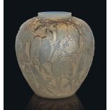 A Perruches Vase, No. 876
designed 1919, cased opalescent
10 ½ in. (26.7 cm.) high
intaglio R.