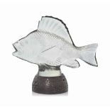 A Gros Poisson Algues, No. 1101
designed 1922, clear and frosted, on later patinated bronze base