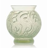 A Bresse Vase, No. 1073
designed 1931, opalescent green and white stained
4 ¼ in. (10.8 cm.) high