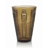 A Goblet Six Figurines Vase, No. 903
designed 1912, topaz
7 5/8 in. (19.5 cm.) high
wheel engraved