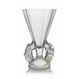 A Roitelets Vase, No. 1065
designed 1931, clear, frosted and sepia stained
11 ¼ in. (28.5 cm.)