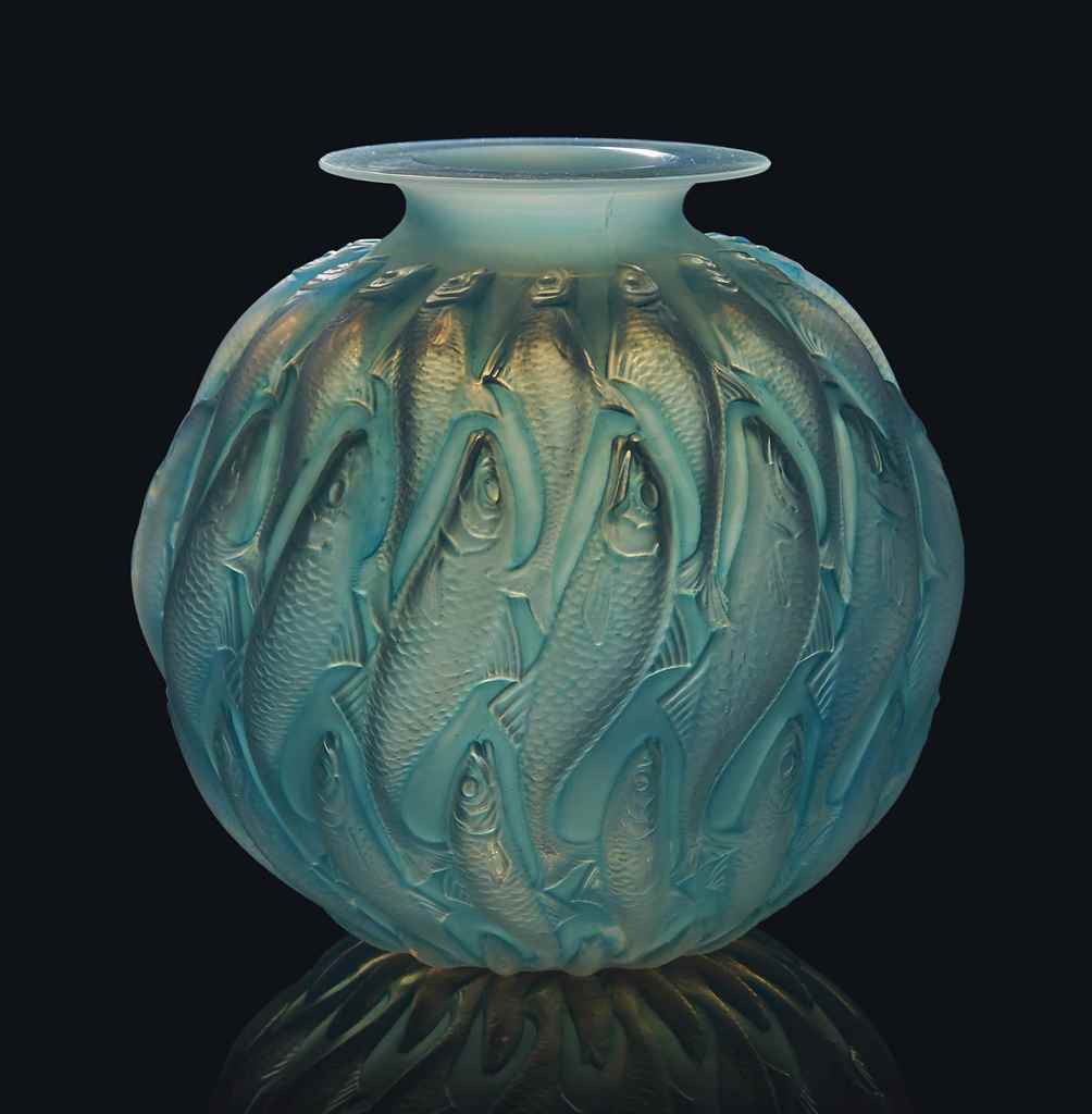 A Marisa Vase, No. 1002
designed 1927, cased opalescent and blue stained
9 in. (22.8 cm.) high