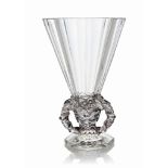 A Faune Vase, No. 1062
designed 1931, clear, frosted and grey stained
12 in. (30.5 cm.) high