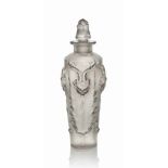 A Pan Scent Bottle, No. 504
designed 1920, clear and frosted
5 1/8 in. (13 cm.) high
moulded R.