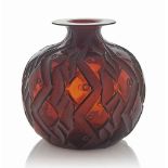 A Penthievre Vase, No. 1011
designed 1928, deep amber and white stained
10 ¼ in. (26.2 cm.) high