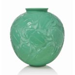 A Gros Scarabees Vase, No. 892
designed 1932, double cased jade and white stained
11 ¾ in. (30