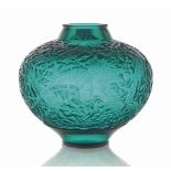 An Aras Vase, No. 919
designed 1924, teal green and white stained
9 ½ in. (24.2 cm.) high
intaglio