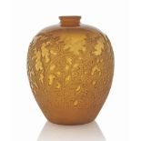 An Acanthes Vase, No. 902
designed 1921, cased butterscotch and white stained
11 ¾ in. (30 cm.) high