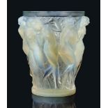 A Bacchantes vase, No. 997
designed 1927, opalescent
9 ¾ in. (24.7 cm.) high
wheel-engraved R.