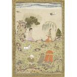 AN ALBUM PAGE: LAYLA VISITING MAJNUN IN THE WILDERNESS DECCAN, CENTRAL INDIA, LATE 18TH CENTURY