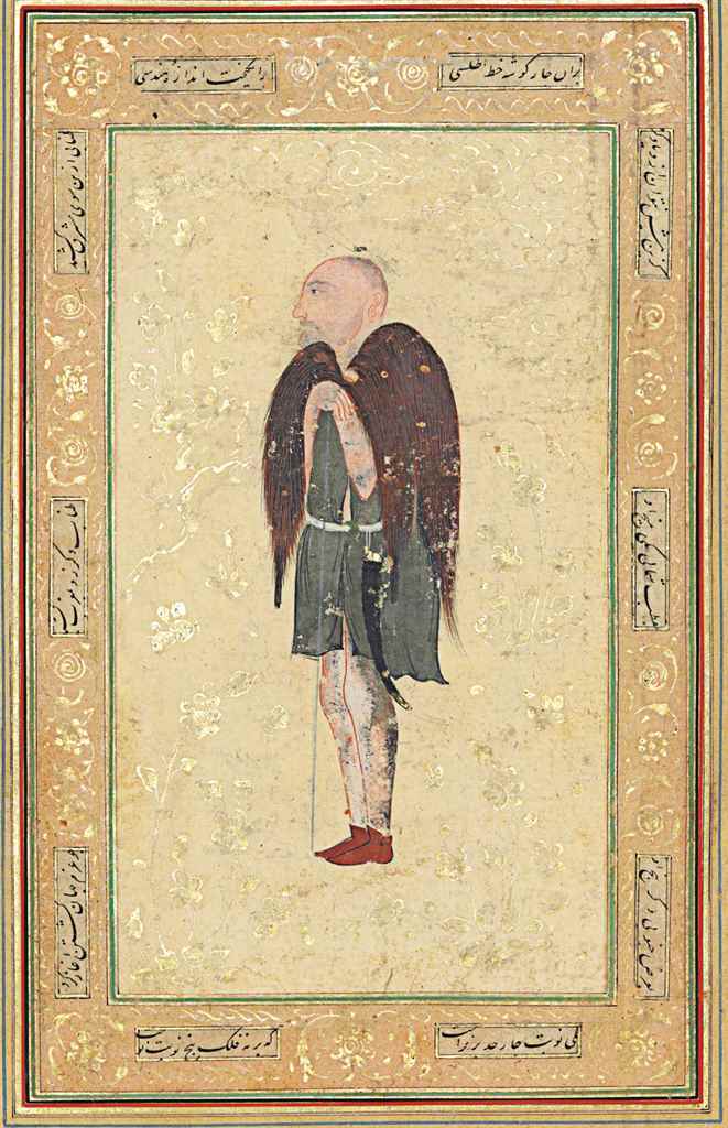 A PORTRAIT OF A SUFI MENDICANT SAFAVID ISFAHAN, IRAN, SECOND HALF 17TH CENTURY Opaque pigments