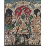 THE CORONATION OF RAMA TANJORE, TAMIL NADU, SOUTH INDIA, LATE 19TH CENTURY Opaque pigments, gold