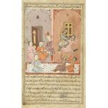 AN ILLUSTRATED FOLIO FROM A PERSIAN EPIC SAFAVID IRAN OR DECCAN, 17TH CENTURY Black ink and opaque