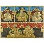 A LARGE PAINTING OF A KING AND HIS SUITE TANJORE, INDIA, LATE 19TH CENTURY Of rectangular form,