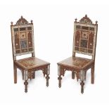 A PAIR OF MOTHER-OF-PEARL INLAID CHAIRS SIGNED HABIB IBRAHIM, EGYPT, DATED AH 1327/1909-10 AD Each