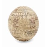 A RARE OSTRICH EGG ENGRAVED WITH AN OTTOMAN CITYSCAPE OTTOMAN TURKEY, 18TH OR 19TH CENTURY