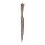 A GOLD-DAMASCENED AND WATERED-STEEL DAGGER (KARD) QAJAR IRAN, 19TH CENTURY Of typical shape, the